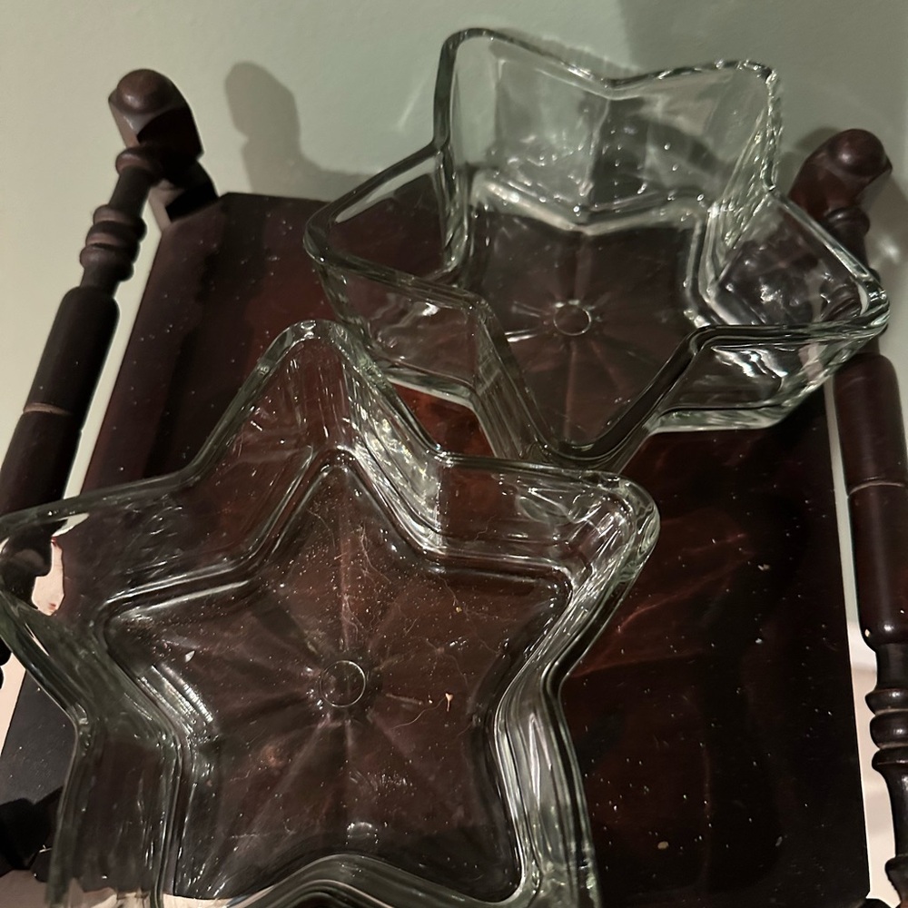 3 - Pointed Star-Shaped Glass Bowls